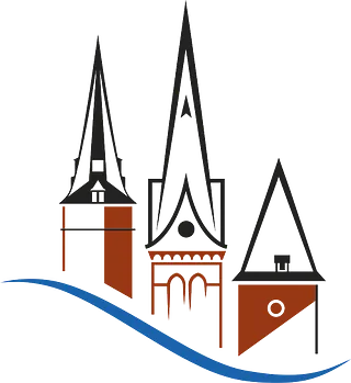 Logo des Dekanats BIG mit Kirche und Namen.