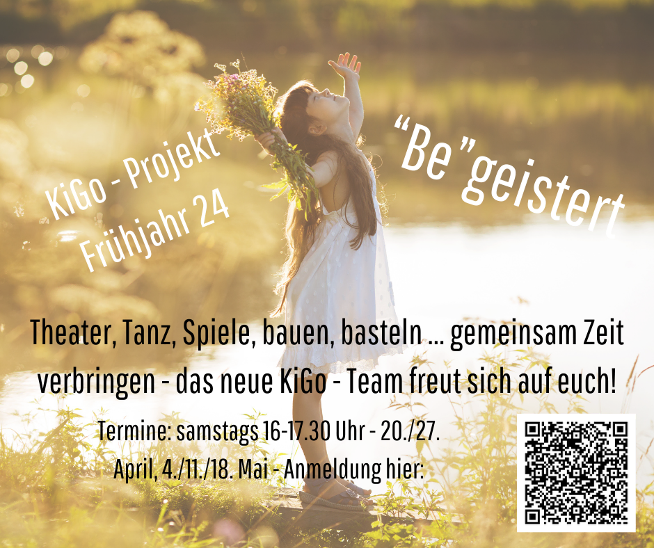 Mädchen mit Blumen, Plakat für "KiGo-Projekt Frühjahr 24".
